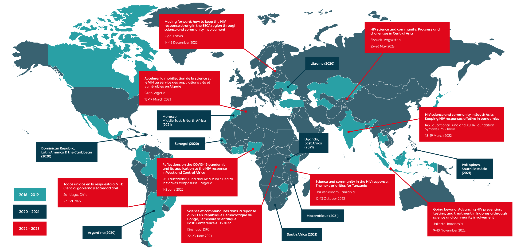 Educational Fund Meeting locations on a world map