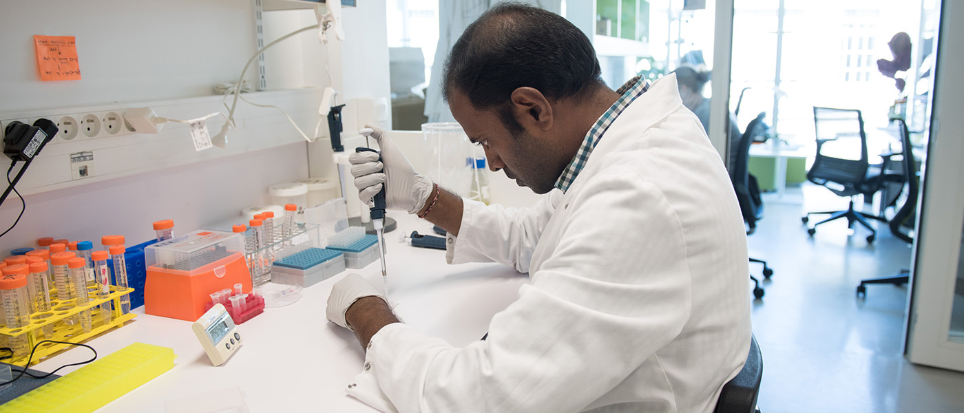 A scientist working in a lab