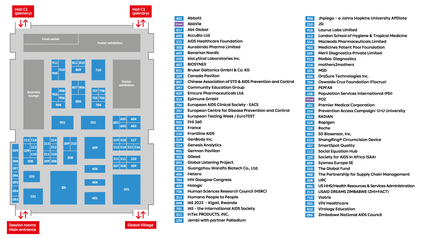 AIDS 2024 exhibition map