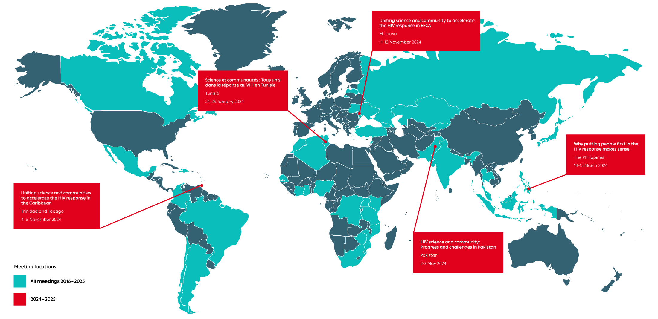 Educational Fund Meeting locations on a world map