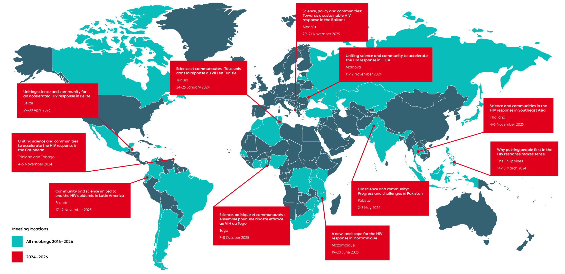 Educational Fund Meeting locations on a world map